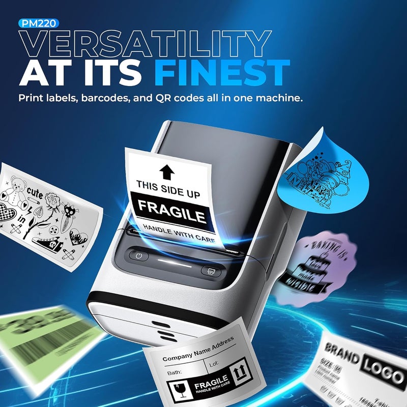 Nelko Label Maker Machine with Tape, PM220 Bluetooth Label Printer, 2 Inch Portable Thermal Printer for Small Business, Address, Logo, Clothing, Sticker Printer for iOS, Android & PC, White - Image 5